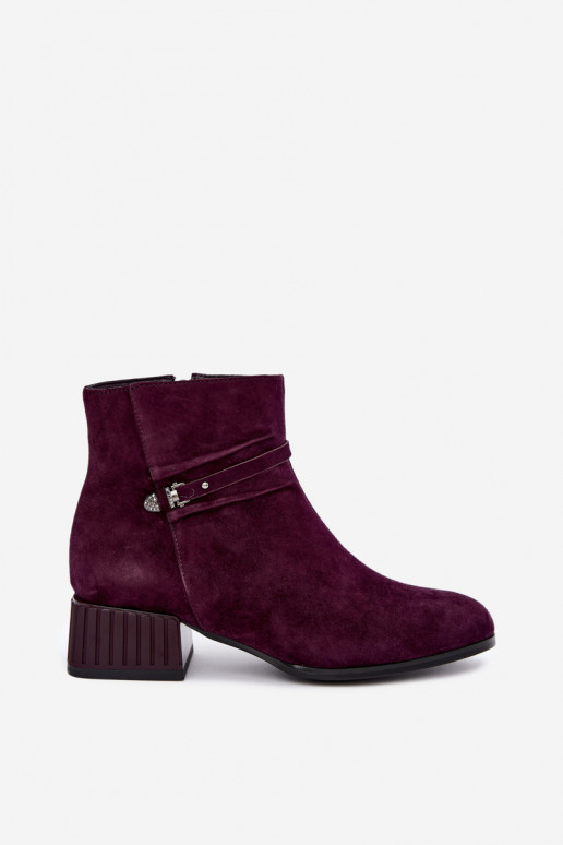 Botins femininos de camurça sintética Klocke isolados D&A CR62-3476 na cor ameixa