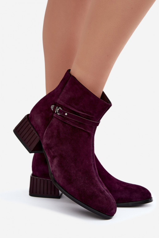 Botins femininos de camurça sintética Klocke isolados D&A CR62-3476 na cor ameixa