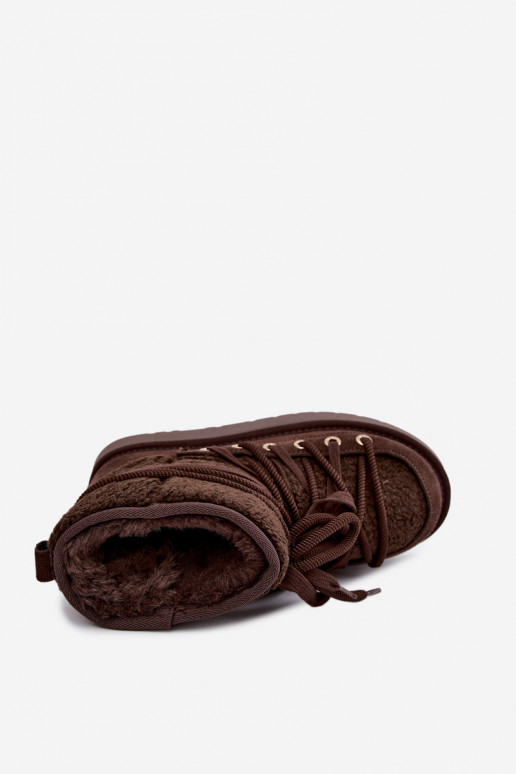 Botas de neve de camurça de couro com pelo D&A GR62-6021 na cor chocolate