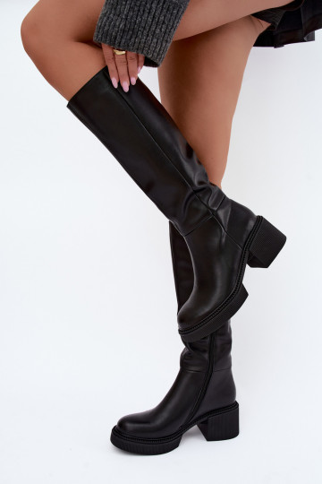 Botas altas isoladas de couro sintético para mulheres Klocke D&A MR62-9051 pretas