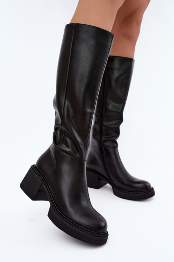 Botas altas isoladas de couro sintético para mulheres Klocke D&A MR62-9051 pretas 2