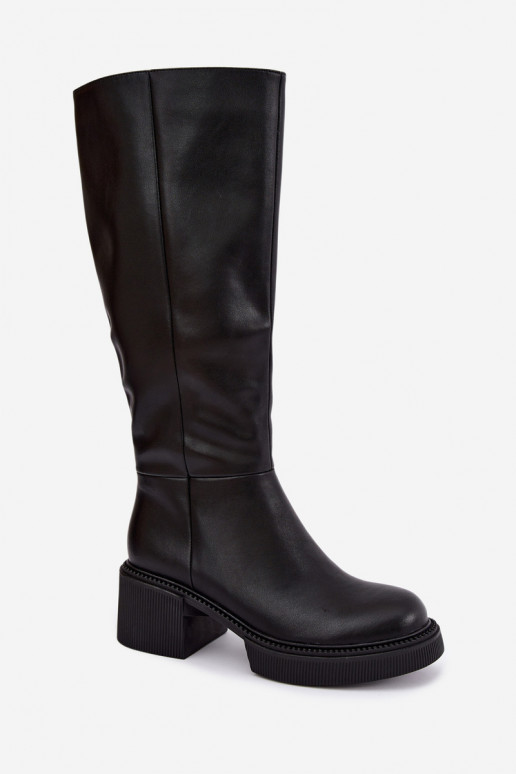 Botas altas isoladas de couro sintético para mulheres Klocke D&A MR62-9051 pretas