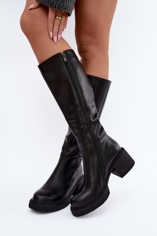 Botas altas isoladas de couro sintético para mulheres Klocke D&A MR62-9051 pretas