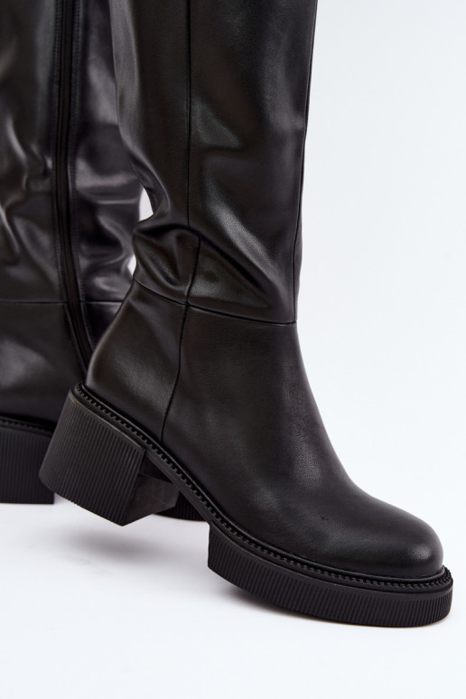 Botas altas isoladas de couro sintético para mulheres Klocke D&A MR62-9051 pretas