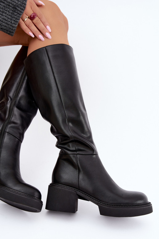 Botas altas isoladas de couro sintético para mulheres Klocke D&A MR62-9051 pretas