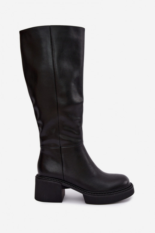 Botas altas isoladas de couro sintético para mulheres Klocke D&A MR62-9051 pretas