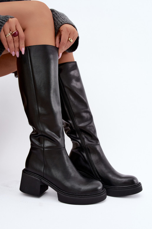 Botas altas isoladas de couro sintético para mulheres Klocke D&A MR62-9051 pretas