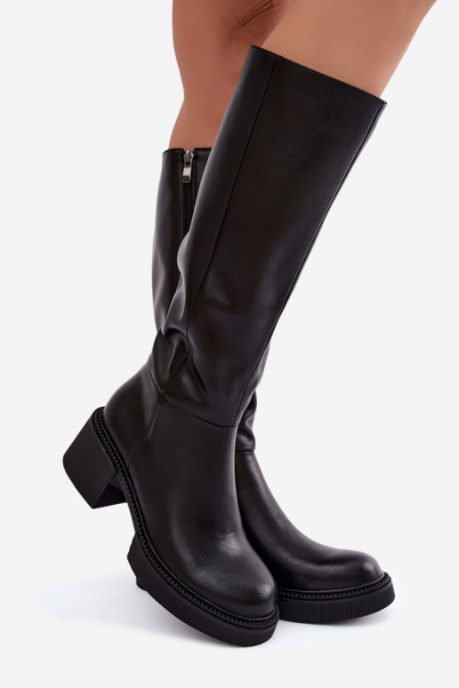 Botas altas isoladas de couro sintético para mulheres Klocke D&A MR62-9051 pretas