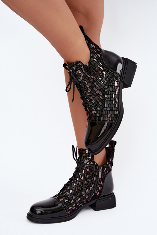 Botas isoladas femininas de camurça sintética D&A LZ62-2030 pretas