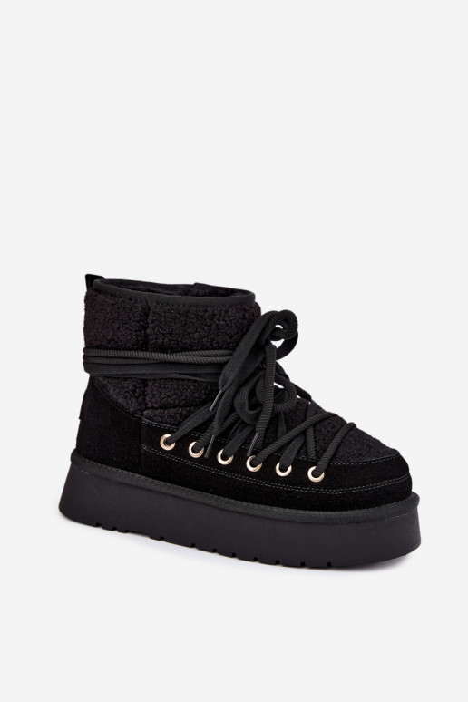 Botas de neve de camurça sintética com pelo D&A GR62-6021 pretas
