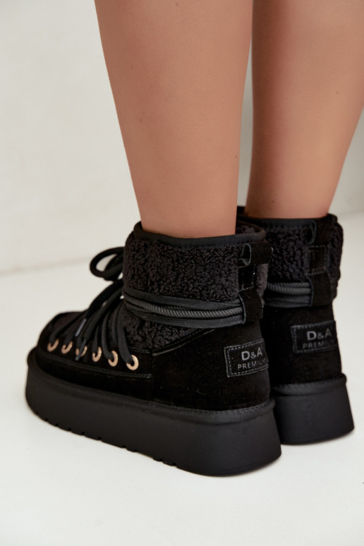 Botas de neve de camurça sintética com pelo D&A GR62-6021 pretas