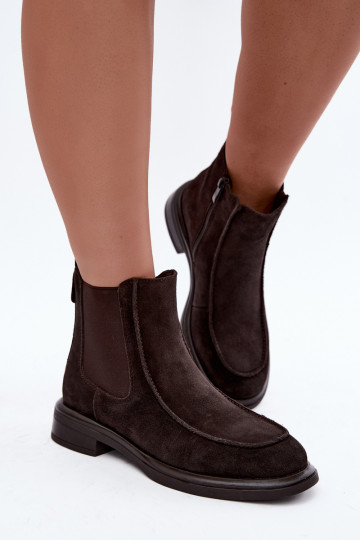 Botins isolados femininos de camurça sintética Sergio Leone BT-31 chocolate