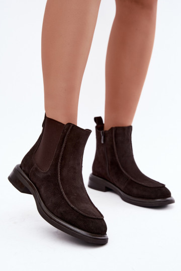 Botins isolados femininos de camurça sintética Sergio Leone BT-31 chocolate 2