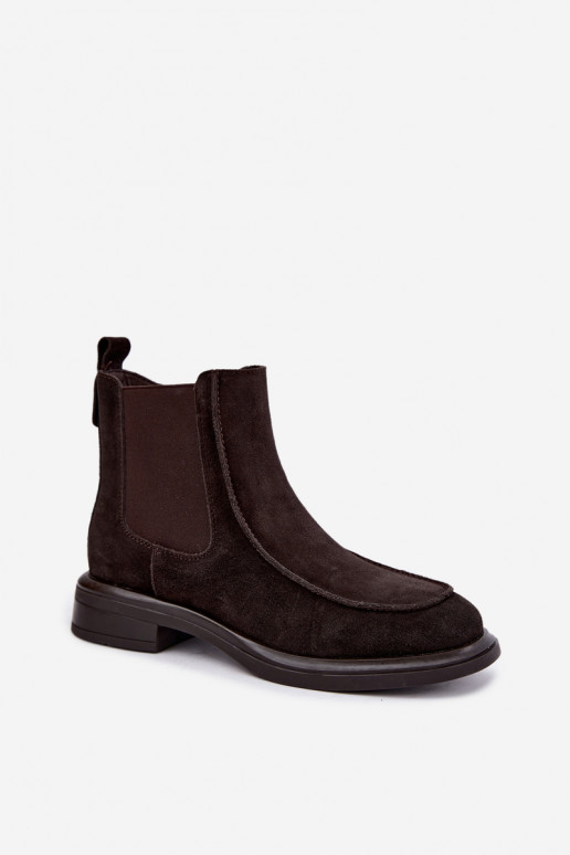 Botins isolados femininos de camurça sintética Sergio Leone BT-31 chocolate