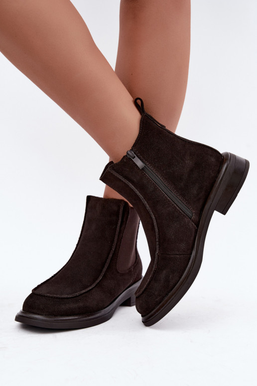 Botins isolados femininos de camurça sintética Sergio Leone BT-31 chocolate
