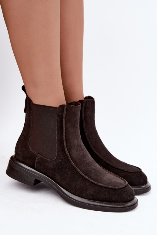 Botins isolados femininos de camurça sintética Sergio Leone BT-31 chocolate