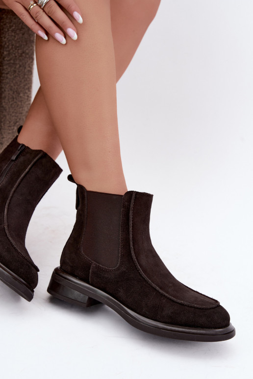 Botins isolados femininos de camurça sintética Sergio Leone BT-31 chocolate