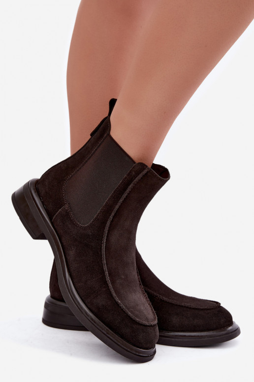 Botins isolados femininos de camurça sintética Sergio Leone BT-31 chocolate