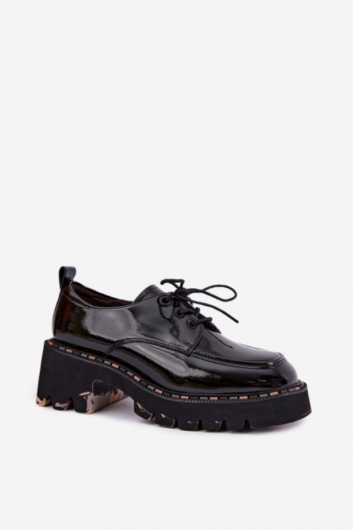 Mocassins de couro envernizado para mulheres Klocke Artiker 59C0279 pretos