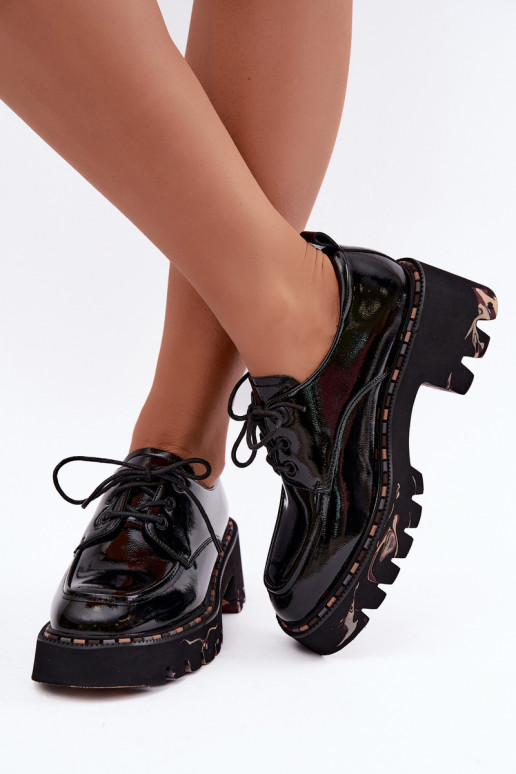Mocassins de couro envernizado para mulheres Klocke Artiker 59C0279 pretos