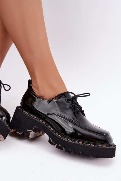 Mocassins de couro envernizado para mulheres Klocke Artiker 59C0279 pretos