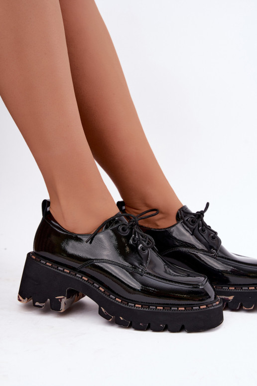 Mocassins de couro envernizado para mulheres Klocke Artiker 59C0279 pretos