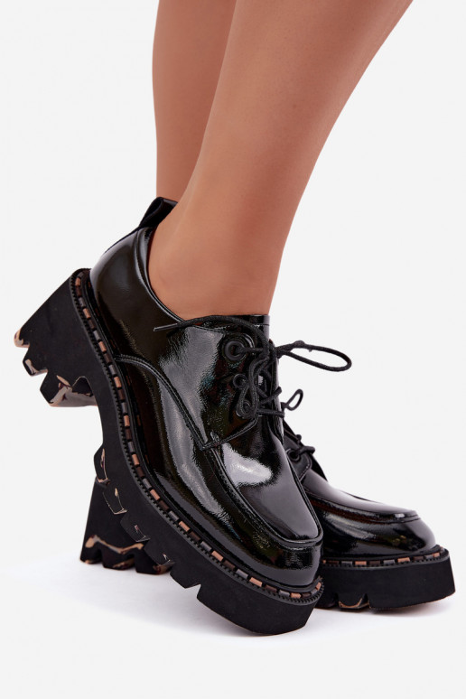 Mocassins de couro envernizado para mulheres Klocke Artiker 59C0279 pretos