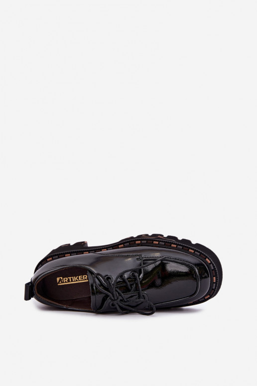 Mocassins de couro envernizado para mulheres Klocke Artiker 59C0279 pretos
