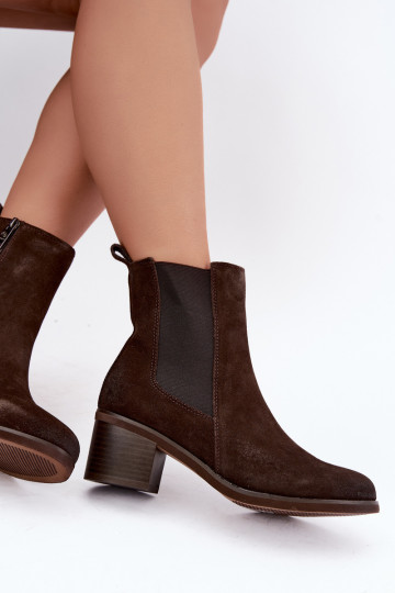 Botins isolados elegantes de camurça sintética Klocke Vinceza 133105 chocolate