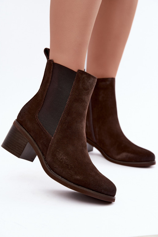 Botins isolados elegantes de camurça sintética Klocke Vinceza 133105 chocolate