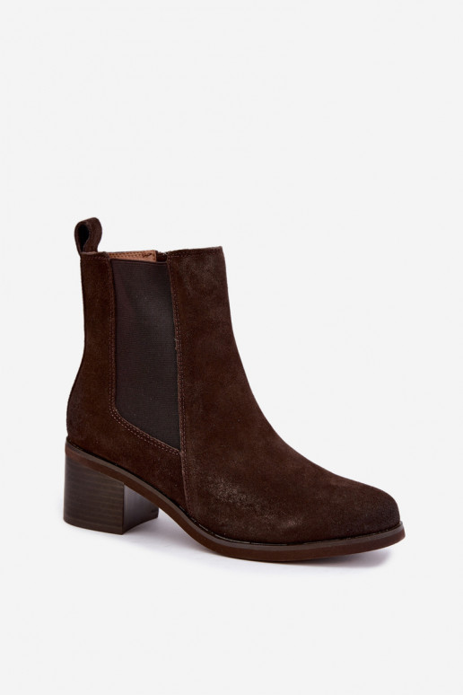 Botins isolados elegantes de camurça sintética Klocke Vinceza 133105 chocolate