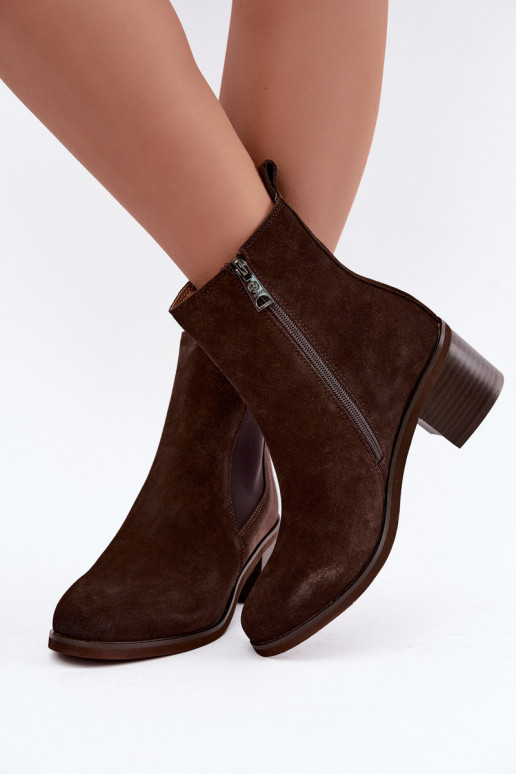 Botins isolados elegantes de camurça sintética Klocke Vinceza 133105 chocolate