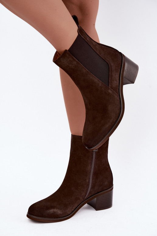 Botins isolados elegantes de camurça sintética Klocke Vinceza 133105 chocolate