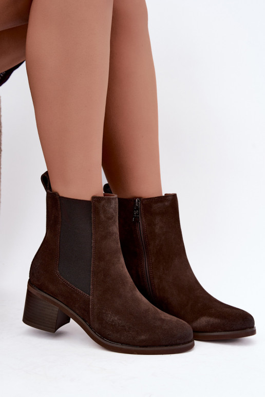 Botins isolados elegantes de camurça sintética Klocke Vinceza 133105 chocolate