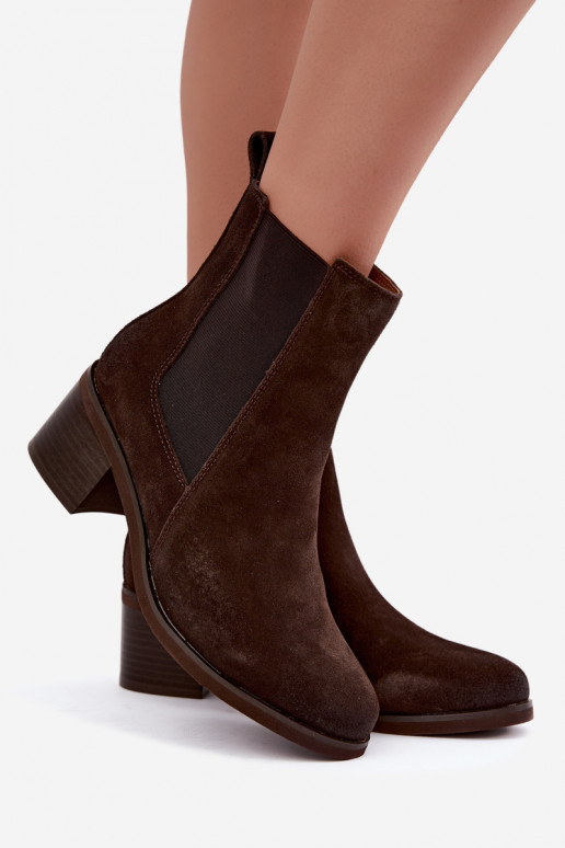 Botins isolados elegantes de camurça sintética Klocke Vinceza 133105 chocolate