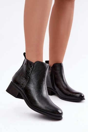 Botins isolados de couro sintético com salto baixo Vinceza 133133 pretos 2