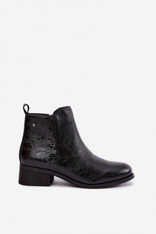 Botins isolados de couro sintético com salto baixo Vinceza 133133 pretos