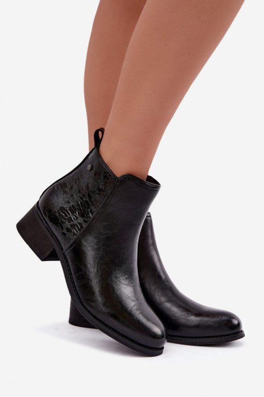 Botins isolados de couro sintético com salto baixo Vinceza 133133 pretos