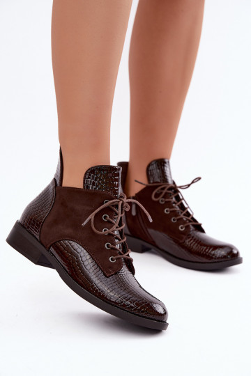 Botins isolados com design em relevo Vinceza 16524 chocolate