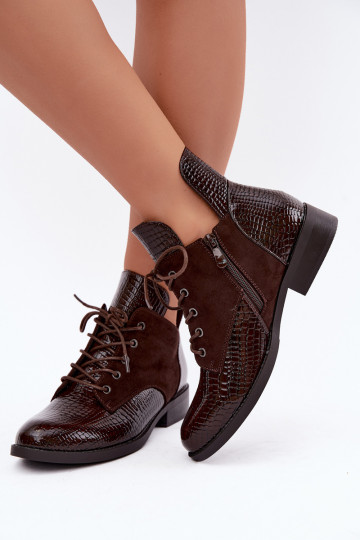 Botins isolados com design em relevo Vinceza 16524 chocolate 2