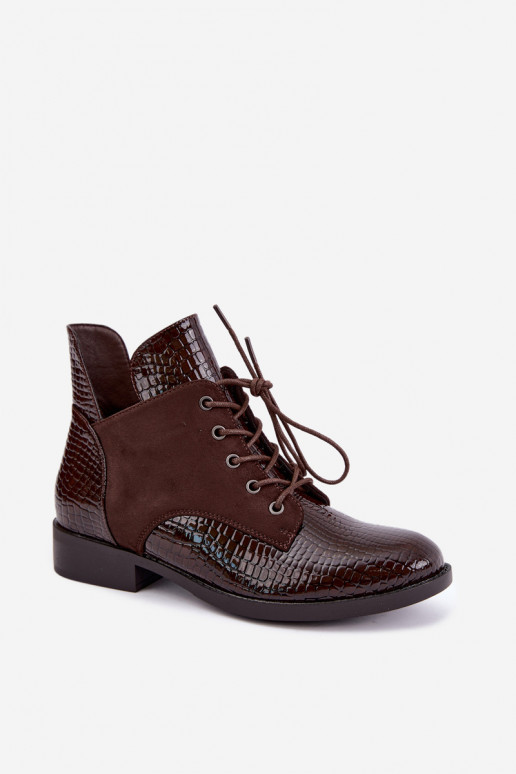 Botins isolados com design em relevo Vinceza 16524 chocolate