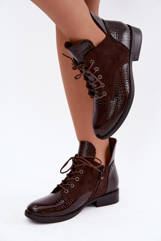 Botins isolados com design em relevo Vinceza 16524 chocolate