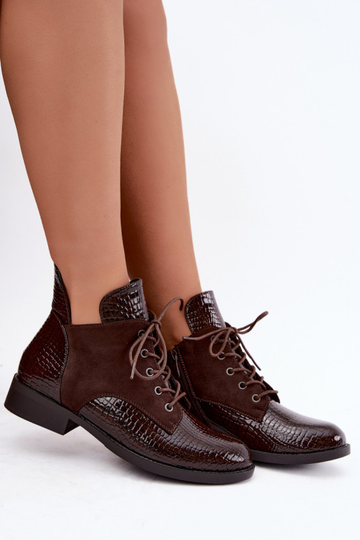 Botins isolados com design em relevo Vinceza 16524 chocolate
