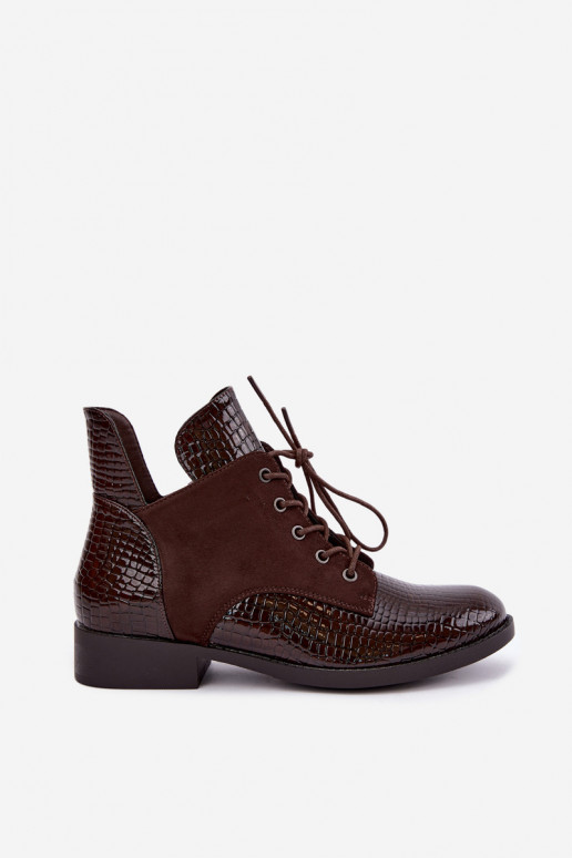 Botins isolados com design em relevo Vinceza 16524 chocolate