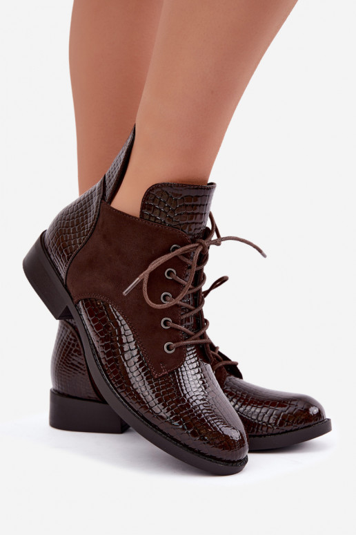 Botins isolados com design em relevo Vinceza 16524 chocolate