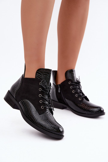 Botins isolados com design em relevo Vinceza 16524 pretos 2