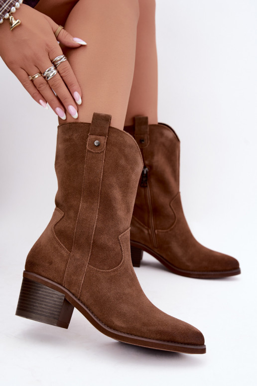 botins isolados de estilo cowboy com saltos Vinceza 133106 em marrom