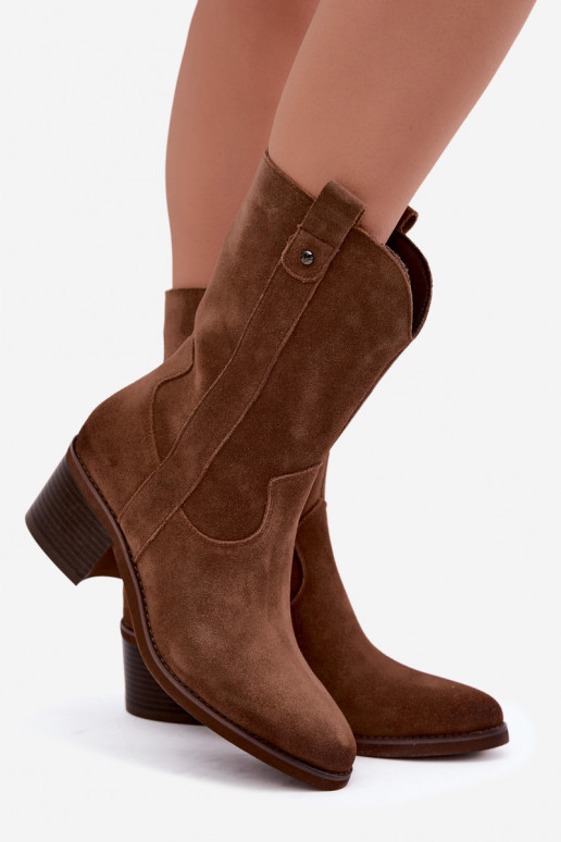 botins isolados de estilo cowboy com saltos Vinceza 133106 em marrom