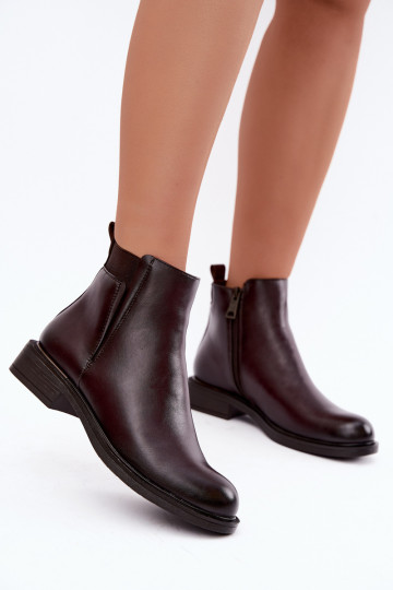 botins isolados femininos com saltos largos Vinceza 58690 em bordô