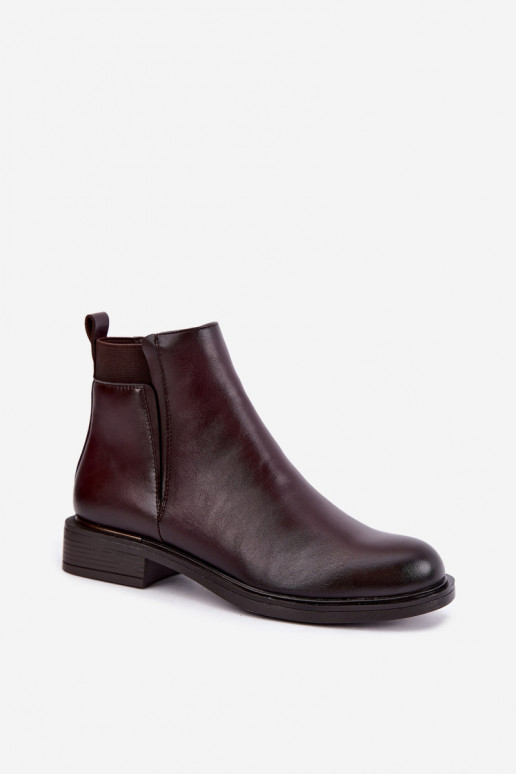 botins isolados femininos com saltos largos Vinceza 58690 em bordô